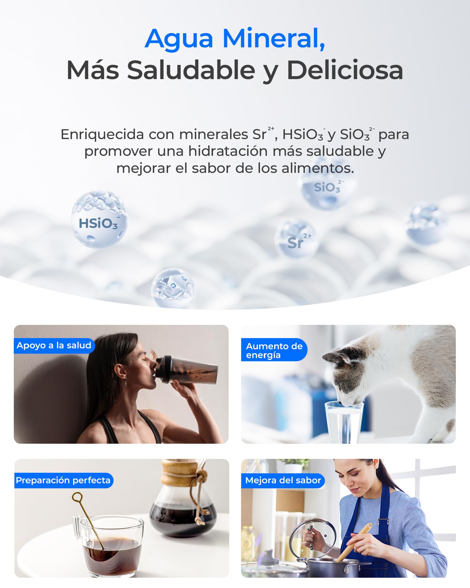 [Minerales] Waterdrop K19-HG Sistema de Filtro de Ósmosis Inversa para Encimera, Dispensador de Agua Caliente Instantánea, Portátil, Sin Instalación, 4 Temperaturas, Reducción TDS, 7 Etapas