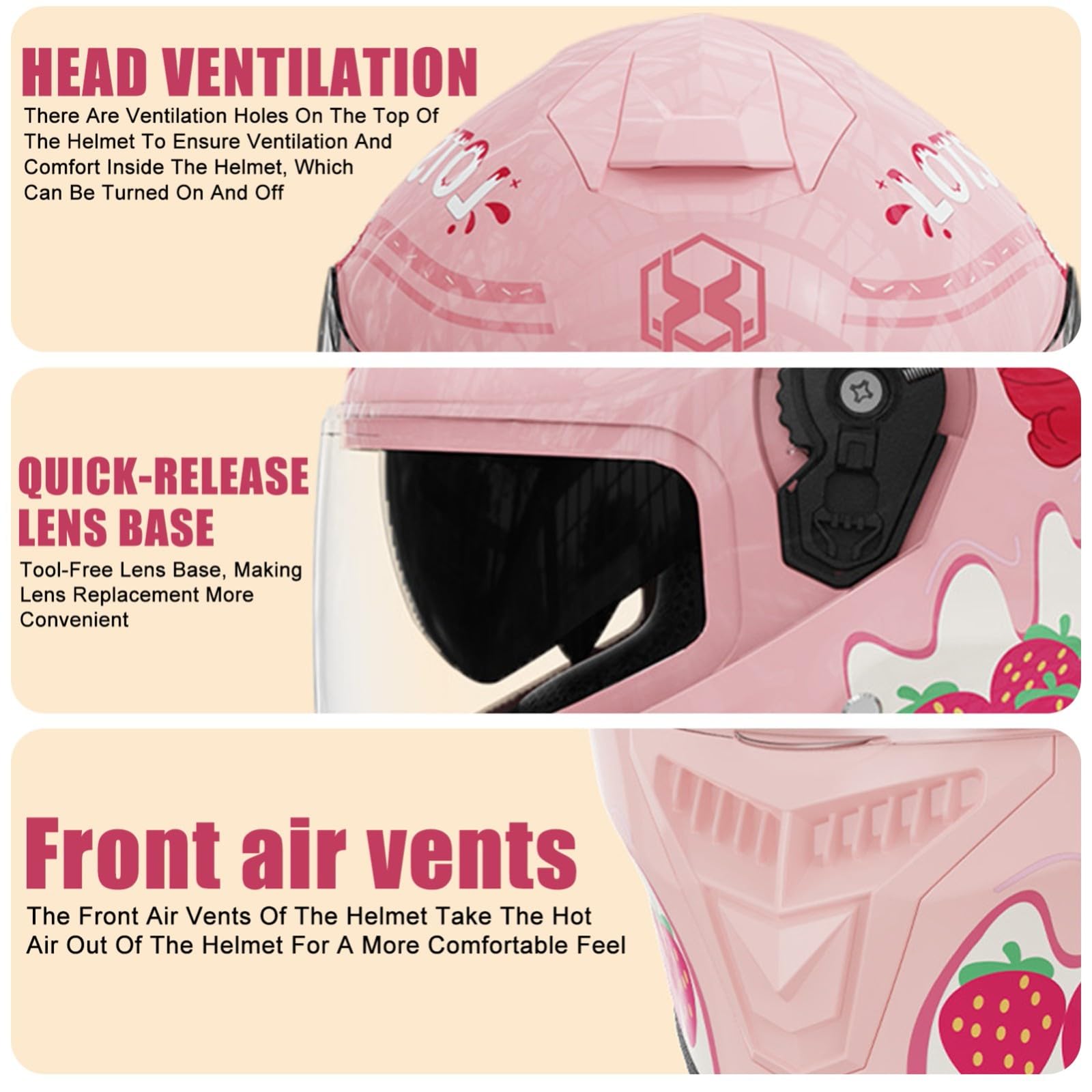 Kids DOT Approved Motorcycle Full Face Helmet, Go-Kart Electric Scooter  Moped Helmets, Child Boys Girls Dirt-Bike Four-Wheel ATV Helmet for 3-14  Years