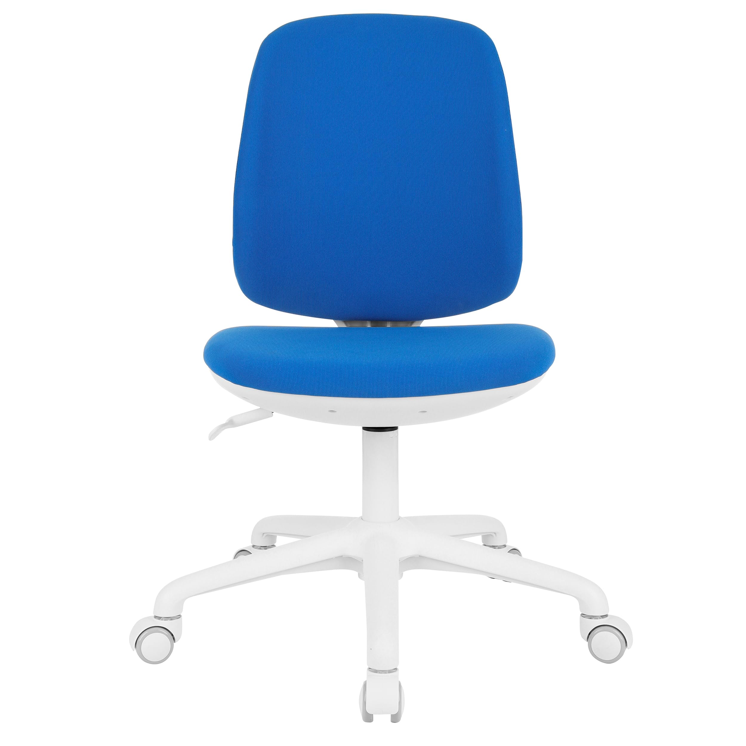 Drehstuhl für Kinder und Jugendliche Active White, Rückenlehne mit Tiefenverstellung, ergonomische Rillen an der Rückenlehne, maximale Belastung bis 150 kg, korrekte Sitzhaltung. (White/Blue)