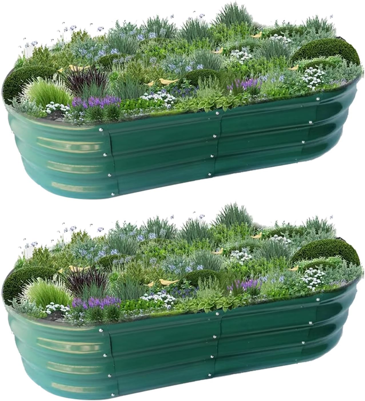 2 Pack Raised Garden Bed, Raised Beds for Gardening Outdoor for Vegetables and Flowers Ground Planter Box, Galvanized Metal Planter Grow Garden Box,4x2x1ft