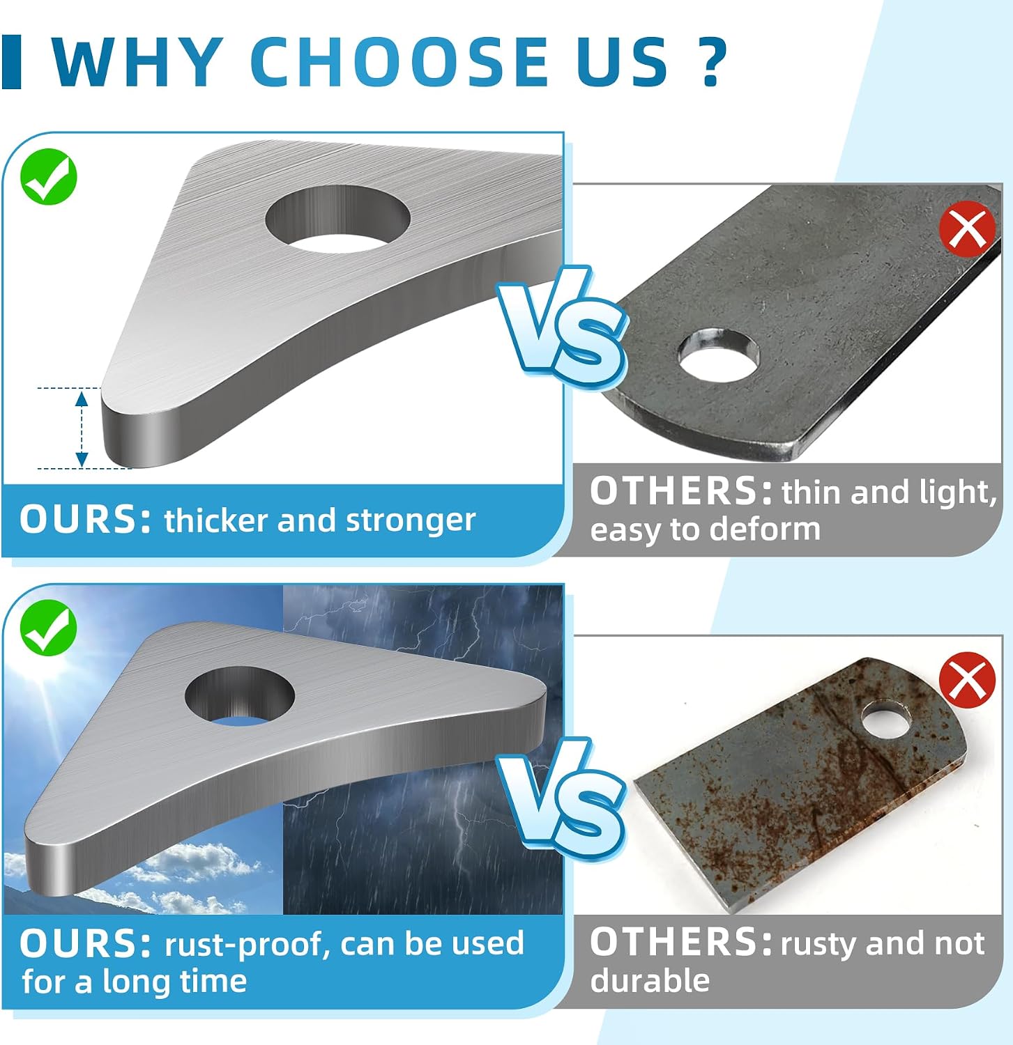 10 Pcs Weld on Tabs with 1/2" Holes, Weld on Steel Gussets, Weld on Shock Mounts, 1 7/8" Tall Triangle Steel Gussets for Welding- 1/8" Thick
