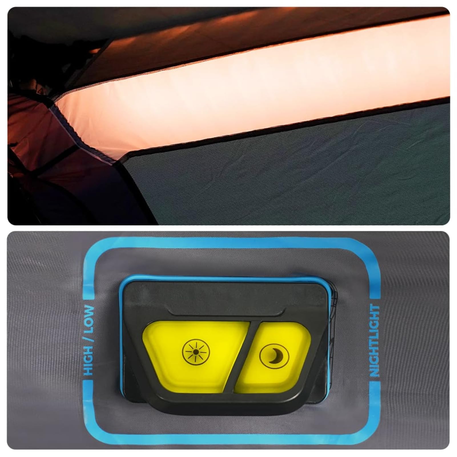 IKAYAA Tienda de Campaña de para 4-6 Personas, Tienda de Camping con LED, Impermeable, Tienda de Campaña Familiar, Fácil de Instalar, para Camping, Viajes, Azul, 344 x 282 x 212 cm