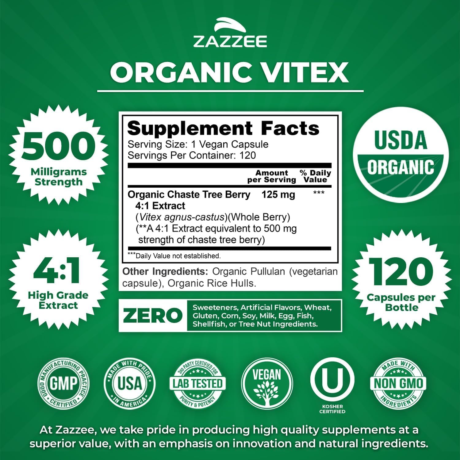Zazzee Organic Vitex Chasteberry and Myo Inositol Powder | Vitex Berry Extract Plus Myo Inositol Supplement | Female Cycle Support Bundle