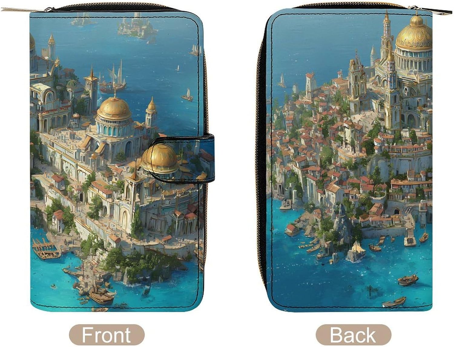 Fantasy City Built on Island Womens Wallet for Men Slim Purse Clutch Handbag with Card Holder