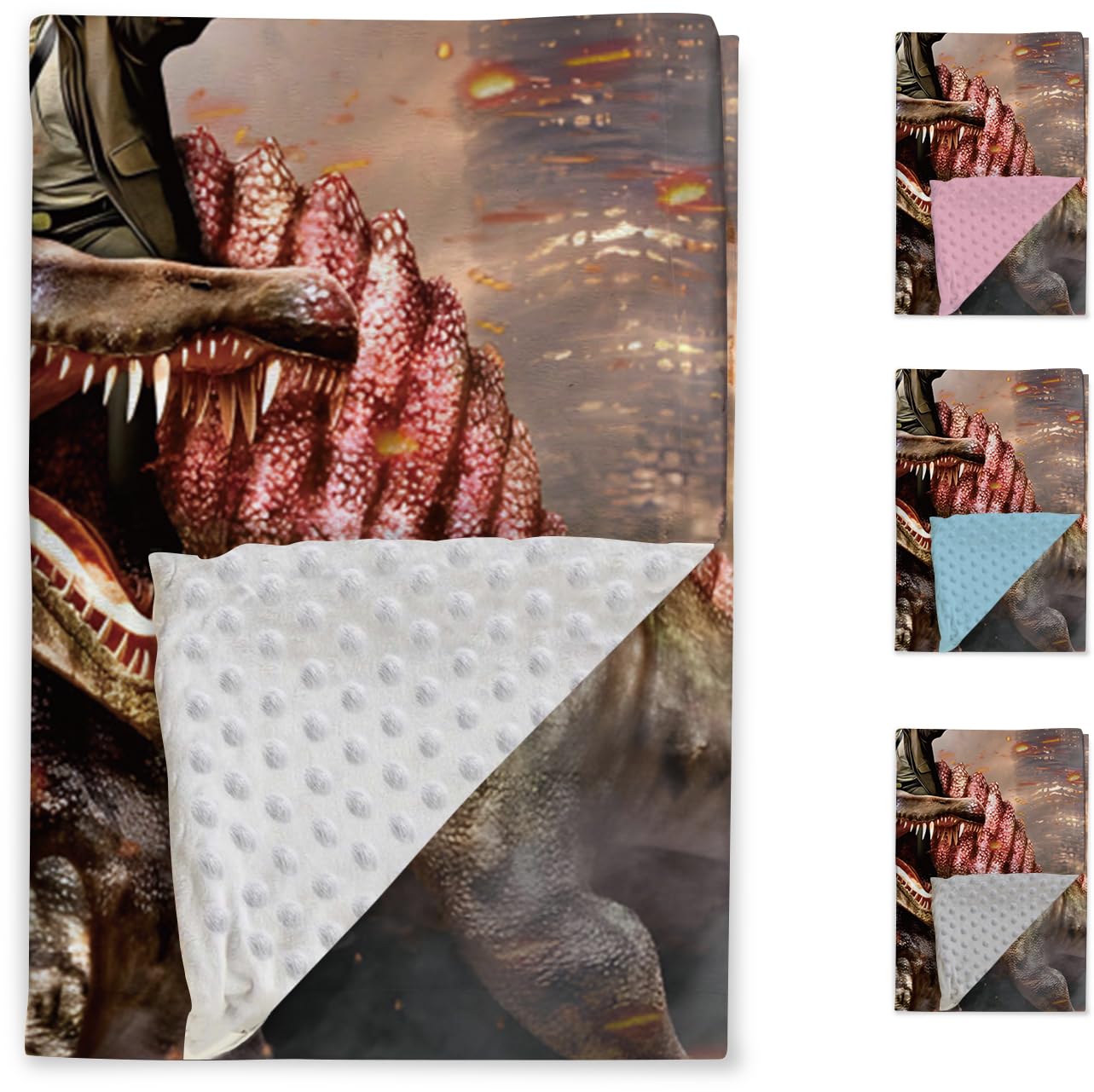 Manta de fotos personalizada, diseños de dinosaurios con imagen personalizable, manta de franela suave con respaldo de puntos de doble capa para bebés, niños, adolescentes, niños, niñas,