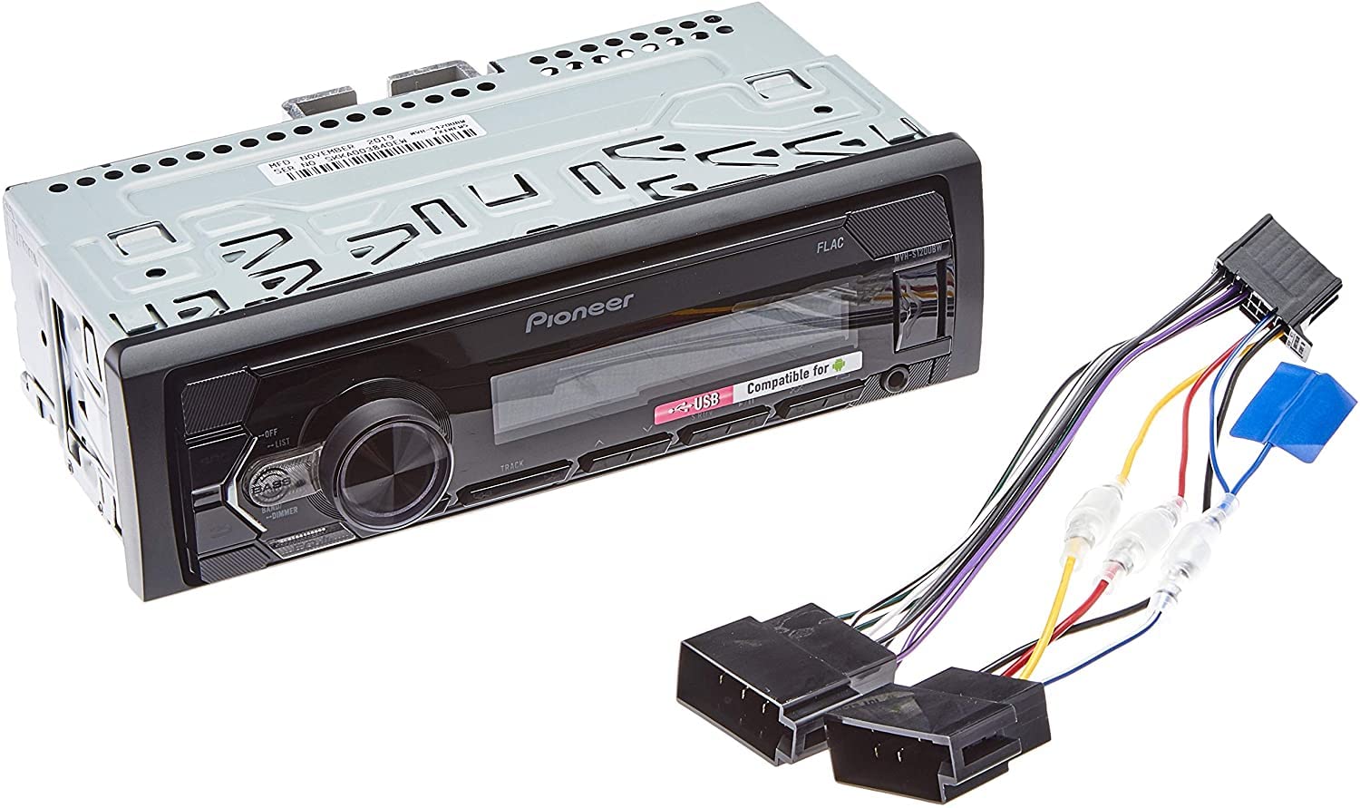 Pioneer MVH-S120UBW - Autoradio 1 DIN con sintonizador RDS, iluminación Blanca, USB y Compatible con Dispositivos Android