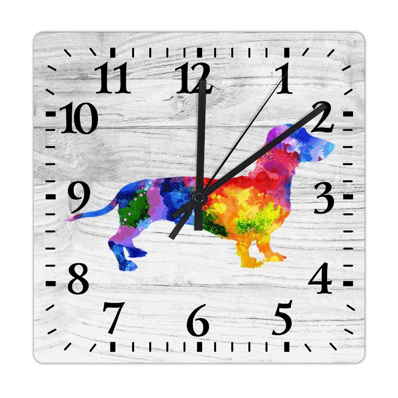 Horloge murale en bois teckel 38 x 38 cm rustique à piles pour décoration intérieure