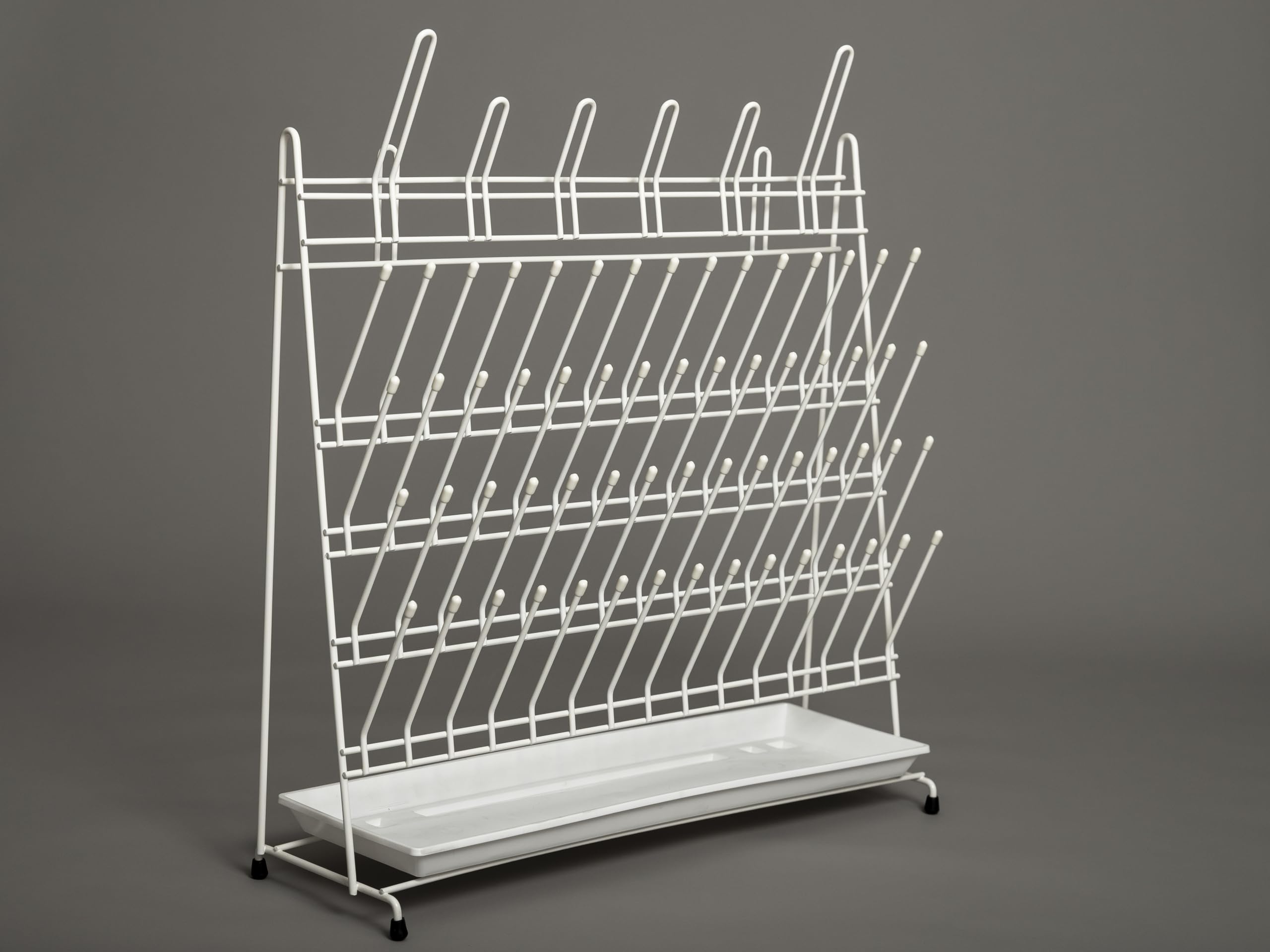 Generisch Nestler Abtropfgestell für Reagenzgläser/Kolben weiß/Trockengestell für Laborglaswaren/Reagenzglasständer mit Abtropfschale/Reagenzglastrockenständer - 57.0 x 52.5 x 16.0 cm