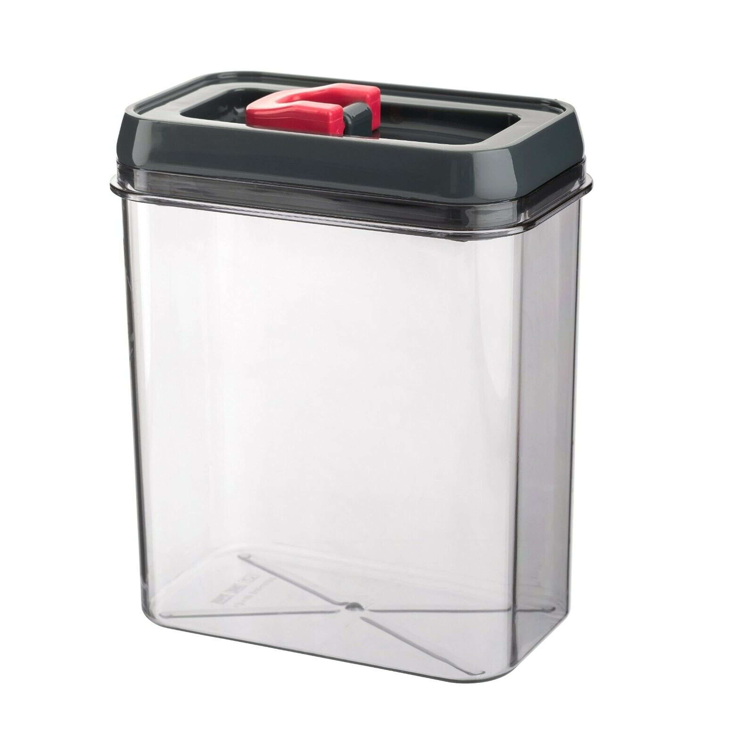 Homeshopa.com Red Homeshopa Airtight Food Storage Containers, Kitchen & Pantry Organisation, Clear Plastic Canisters With Durable Click Seal Lid, Ideal For Pasta Cereal, Flour & Sugar (1, 1.8 Litres)