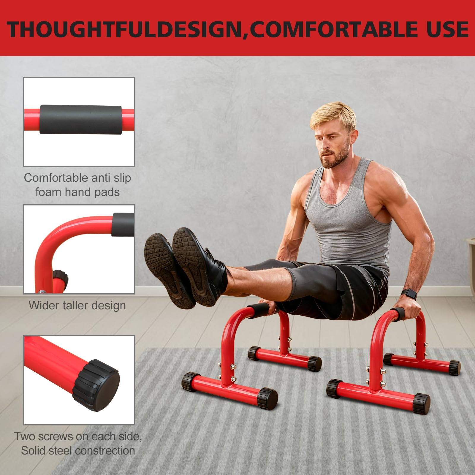 Barres parallèles et station de dips à la maison, équipement d'entraînement de gym, barres L-Sit et équipement de gymnastique pour la maison, parfait pour les pompes, les plongées