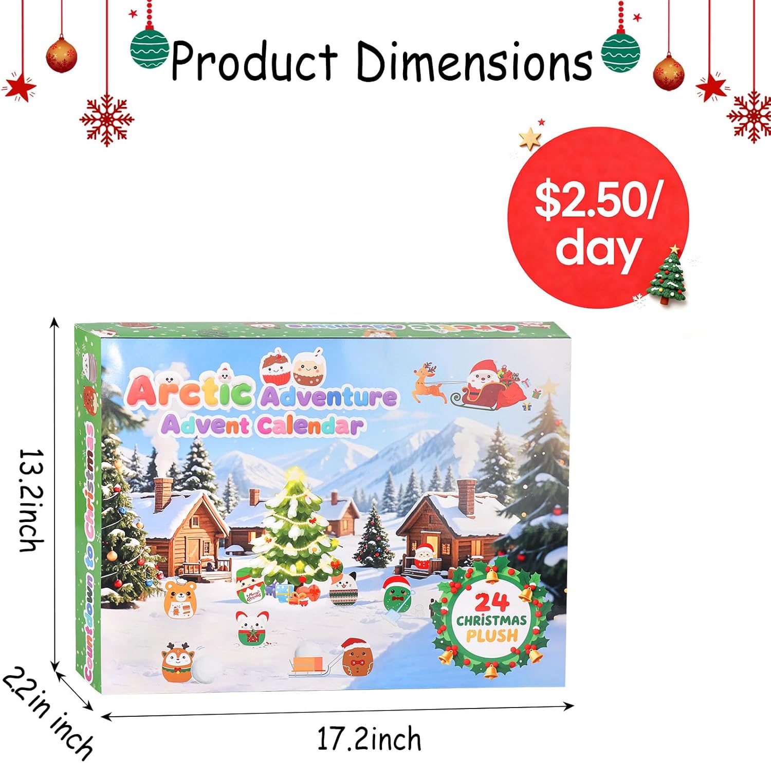 24-Day Plush Advent Calendar 2025 - 3.15" Christmas Countdown Calendar with Mini Collectible Plushies, Cute Soft Squishy Toys, Holiday Plush Advent Calendars Christmas Gift, Stocking Stuffers for Teen Girls, Boys, Adults & Kids