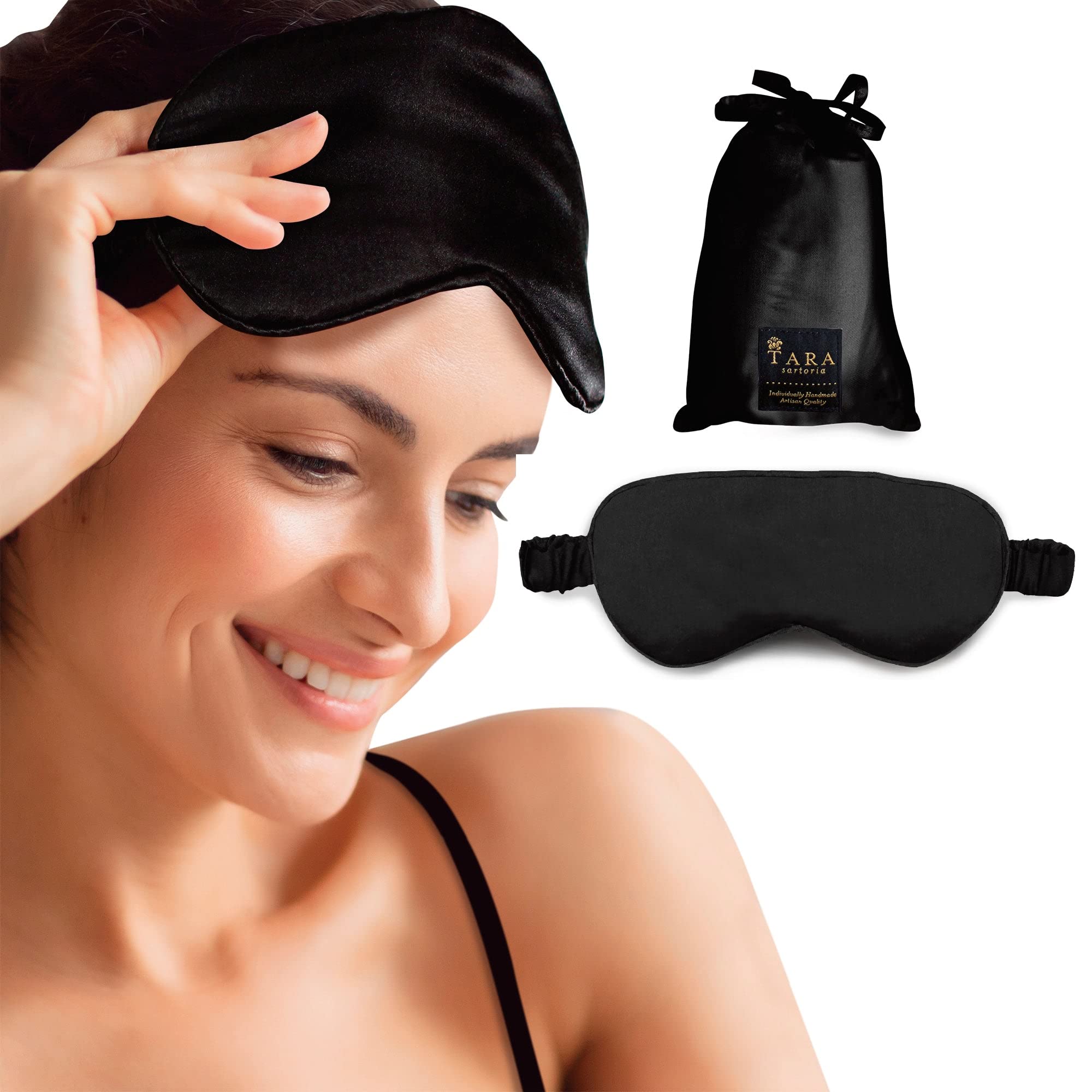 Silk Sleep Mask - Tara Sartoria Artisan Handmade - Silk Eye Mask for Sleeping, Machine Washable 27 Momme Natural Mulberry Silk, Sleep Mask, Silk Mask for Women and Men, Eye Covers, Blindfold
