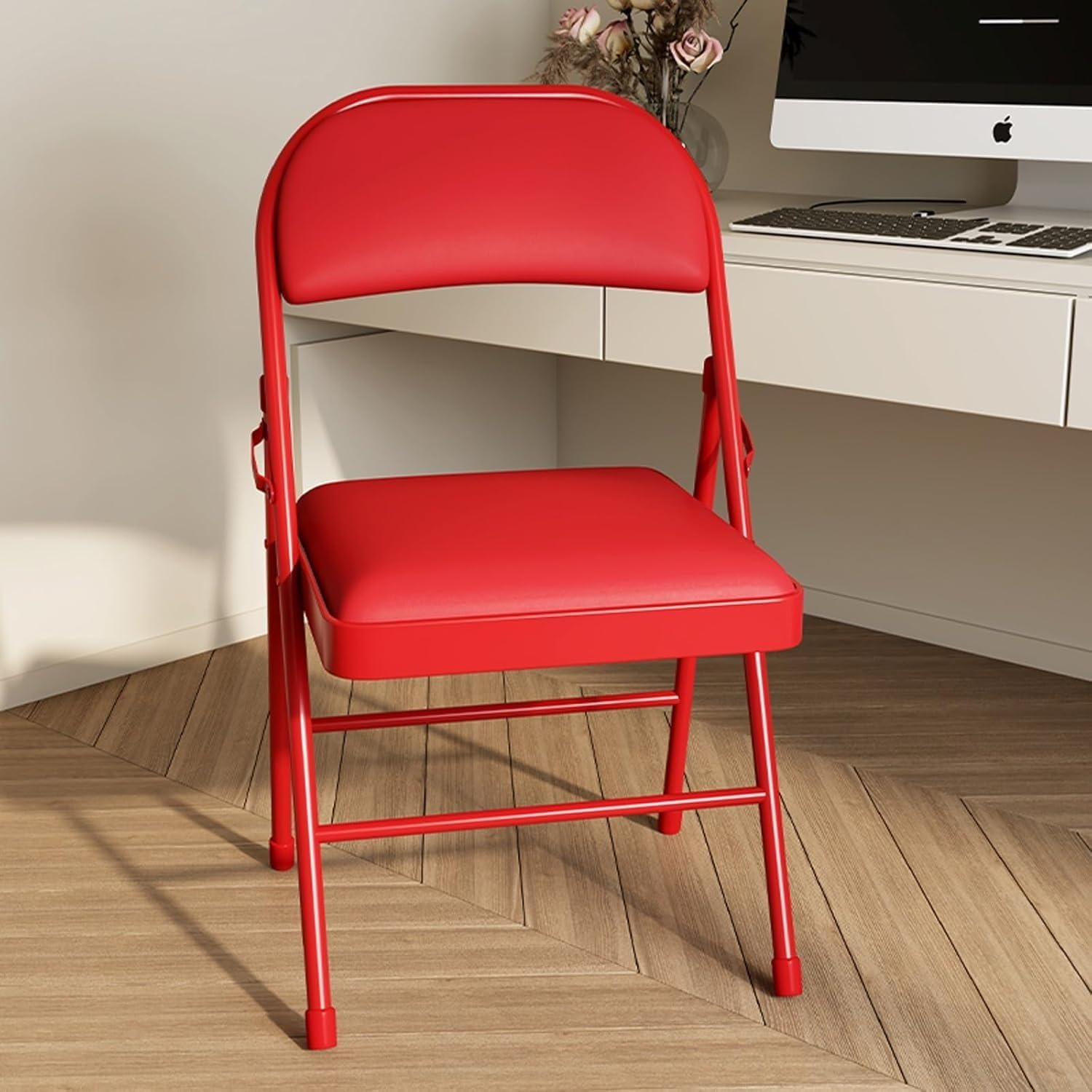 Portable Folding Chairs with Padded Seats Stackable Commercial Seat Thick Cushion for Indoor Outdoor(Blue)