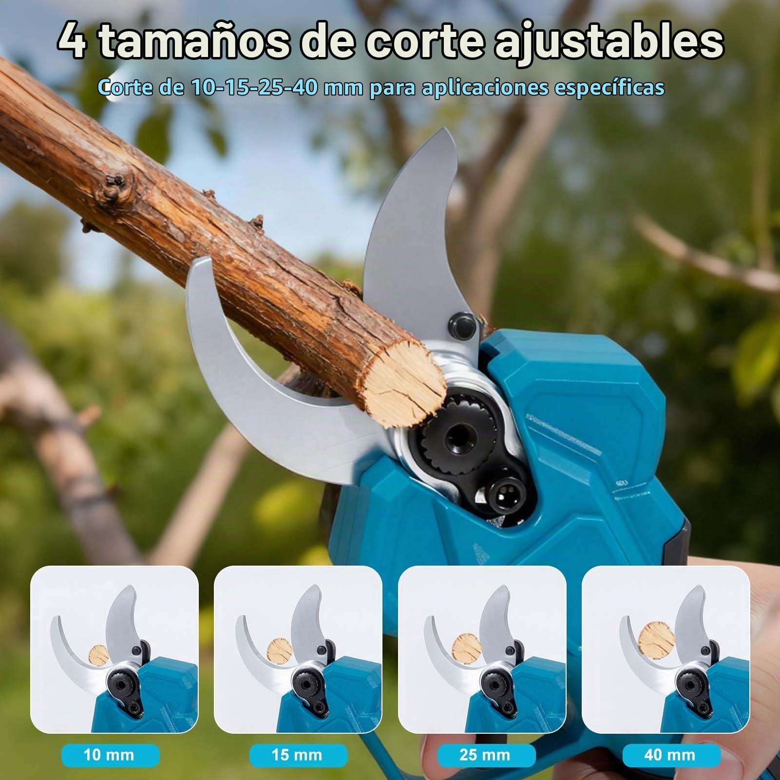 TOPALL Tijeras de Podar Electricas,40MM Tijeras de Podar Bateria, Profesionales Podadora Electrica con 2x4000mAh | 800W Motor Sin Escobillas | Pantalla LCD para Árboles,Huertos,Jardinería