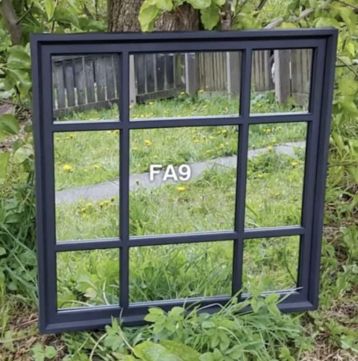 Fa9 Black Indoor/Outdoor Sqaure Shape Vintage Elegant Window Style Wall Garden Mirror Simply Stylish Decor Mirror White Wall Window Mirror 61X61cm