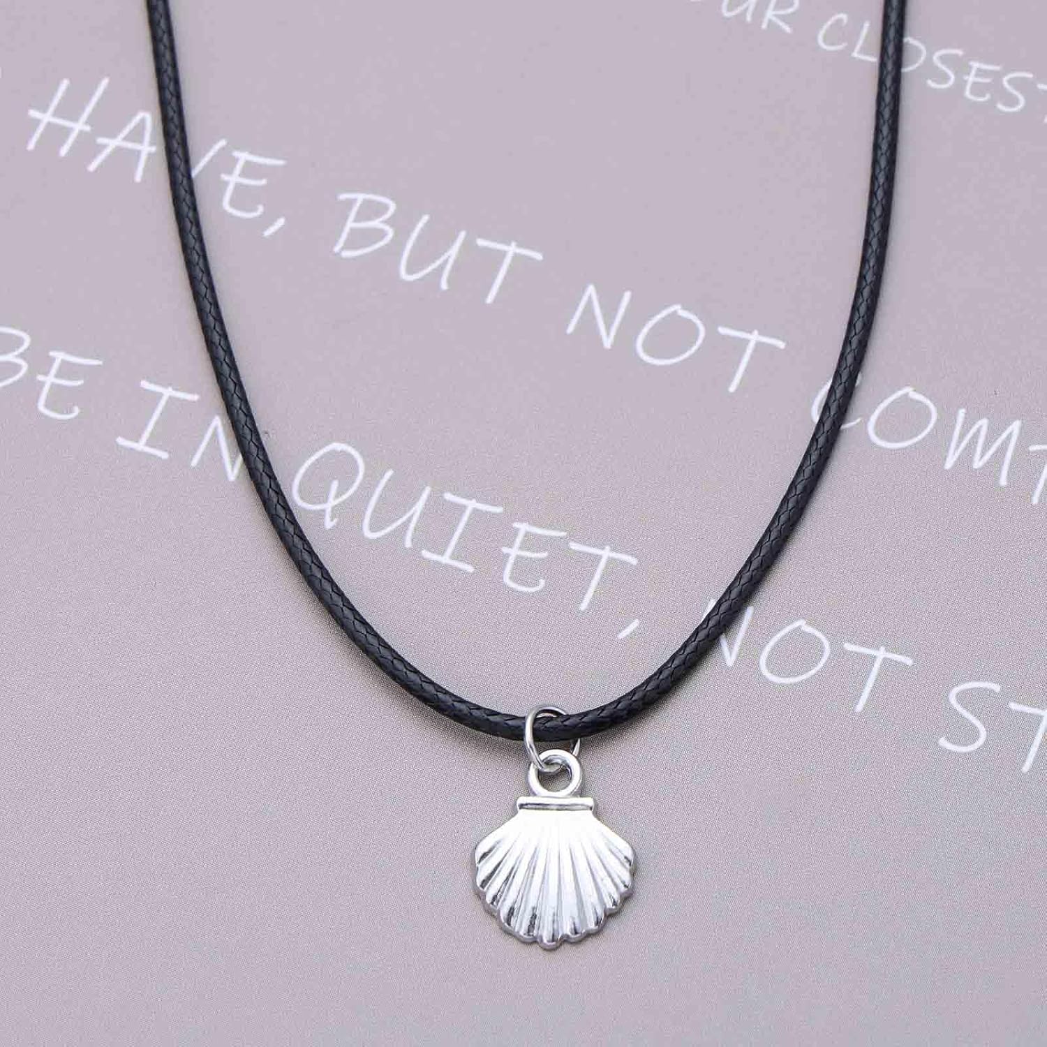 Boho Leather Choker Vintage Black Leather Cord Necklace Gothic Suede Rope Necklace Seashell Collar Short Collarbone for Women - Image 4