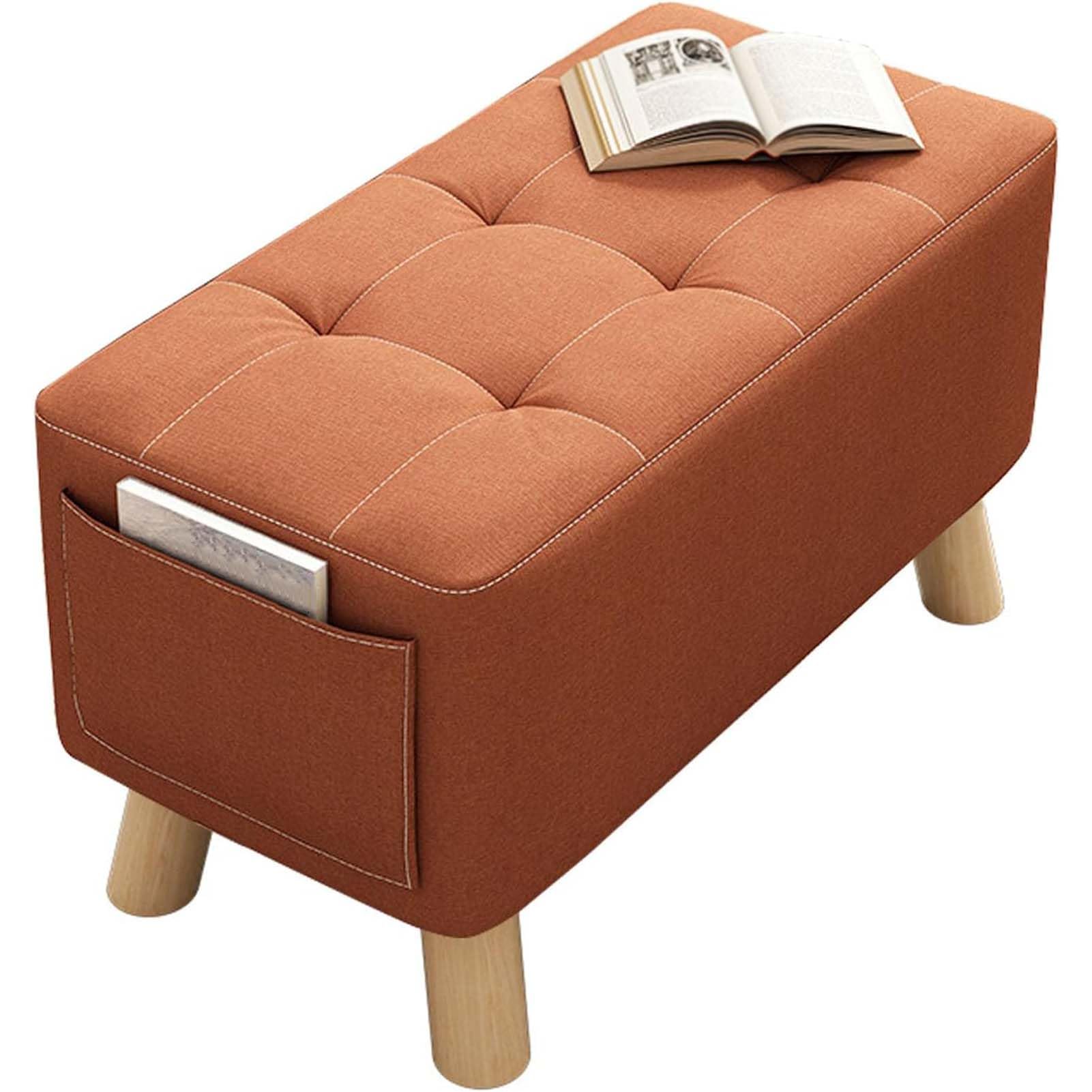 Repose-Pieds en bois massif et pouf rembourré aux finitions soignées