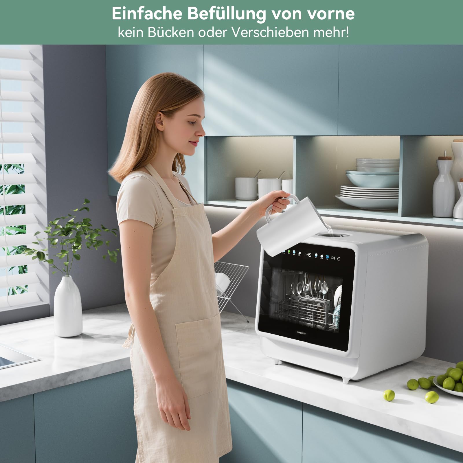Magicplux Mini Tischgeschirrspüler ohne Wasseranschluss, 5 Gedecke, 5+3 Programme, Energieklasse C