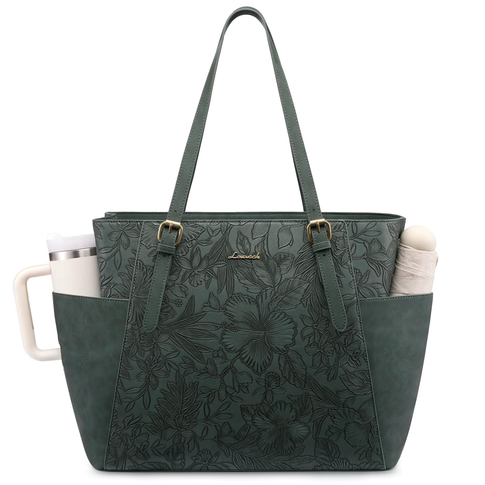 LOVEVOOK Laptop Tote Bag for Women,Leather Work Computer Briefcase Bag