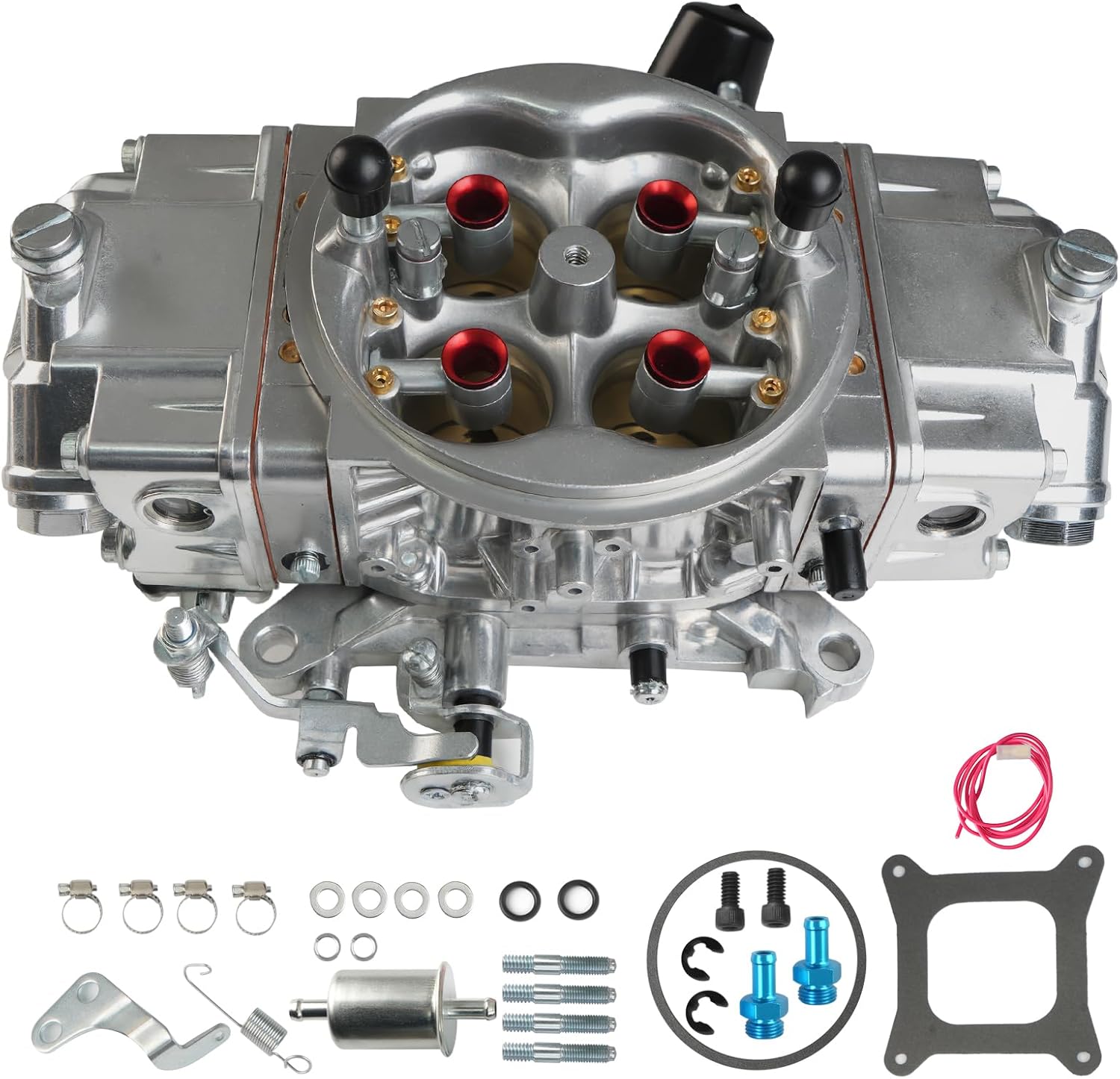 BR-67201 850CFM 4-Barrel Carburetor - 4150 Double Pumper Mechanical Secondary for Holley Quick Fuel Brawler Race Series - Square Bore No Choke Dual Inlet Performance Carb