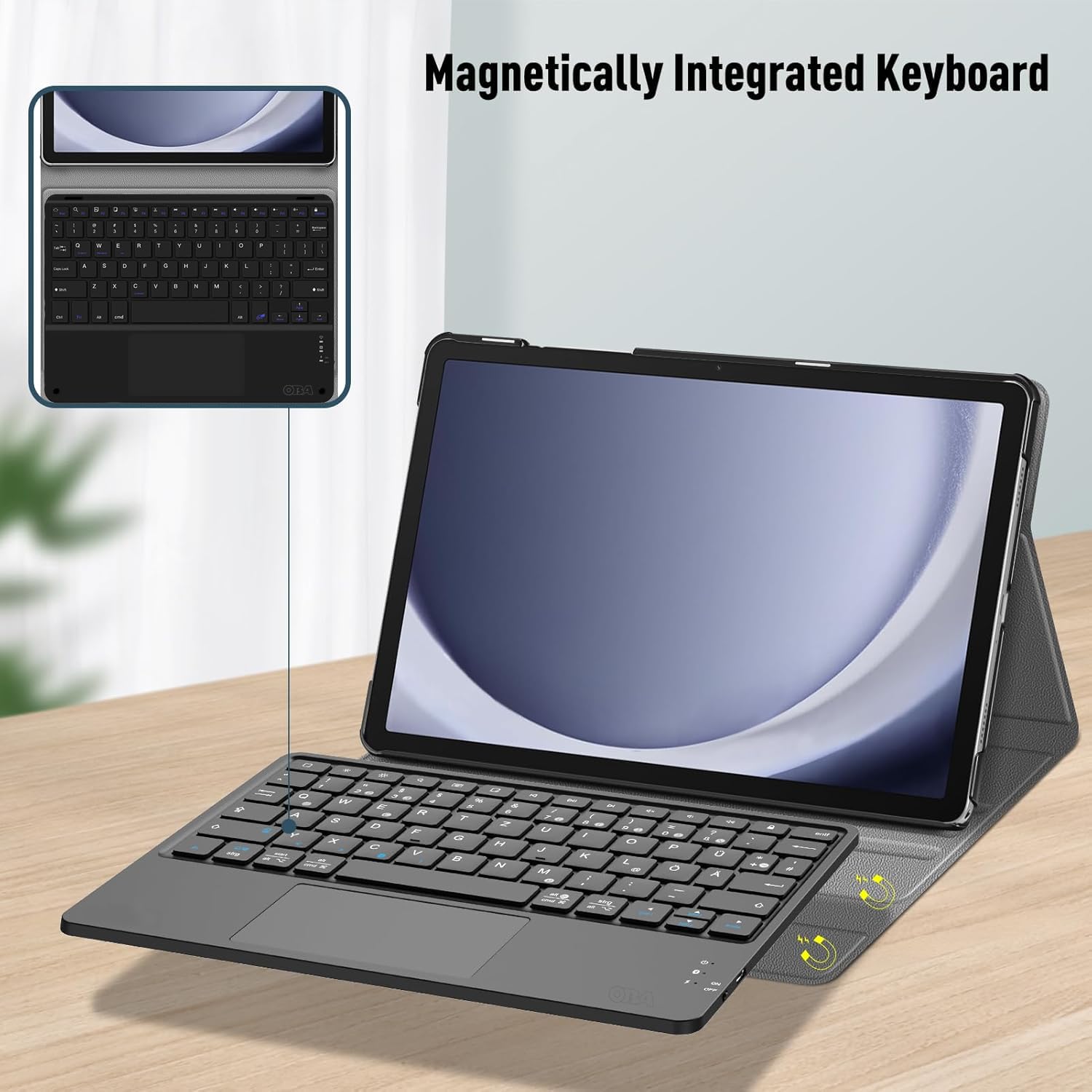 OBA Klawiatura Bluetooth 5.0, 108 klawiszy, kompatybilna z komputerami PC/MAC/iPad/iPhonem, 40-godzinną baterią, czarna kompatybilna z Samsung Tab A9 plus i tabletem do 11 cali