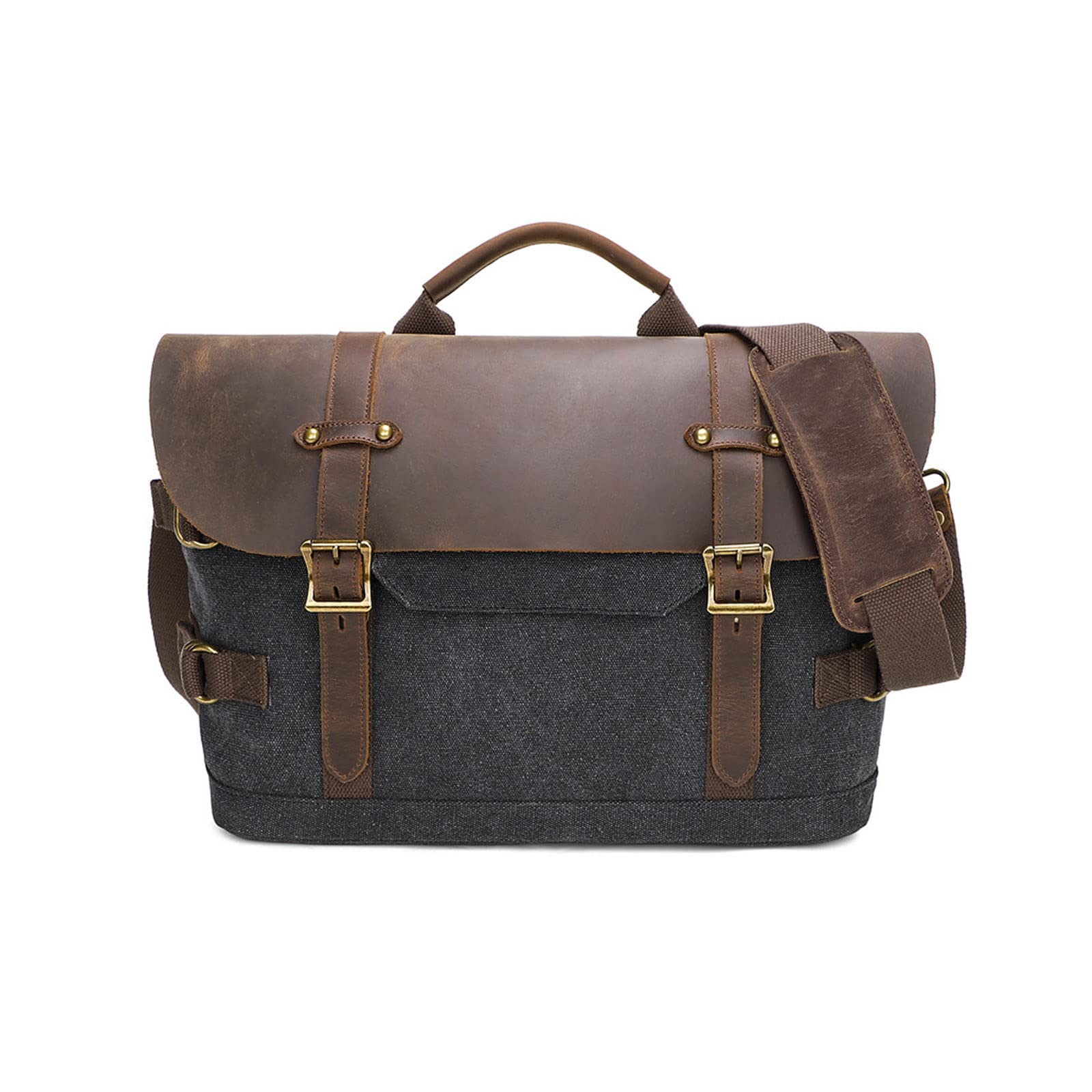 FANDARE Borsa Porta PC Borsa Ventiquattrore Tela Borsa a Tracolla per Laptop Borsa da Lavoro Borsa 24 ore uomo Messenger borsa ufficio portadocumenti uomo Insegnanti Affari Universitari Grigio scuro