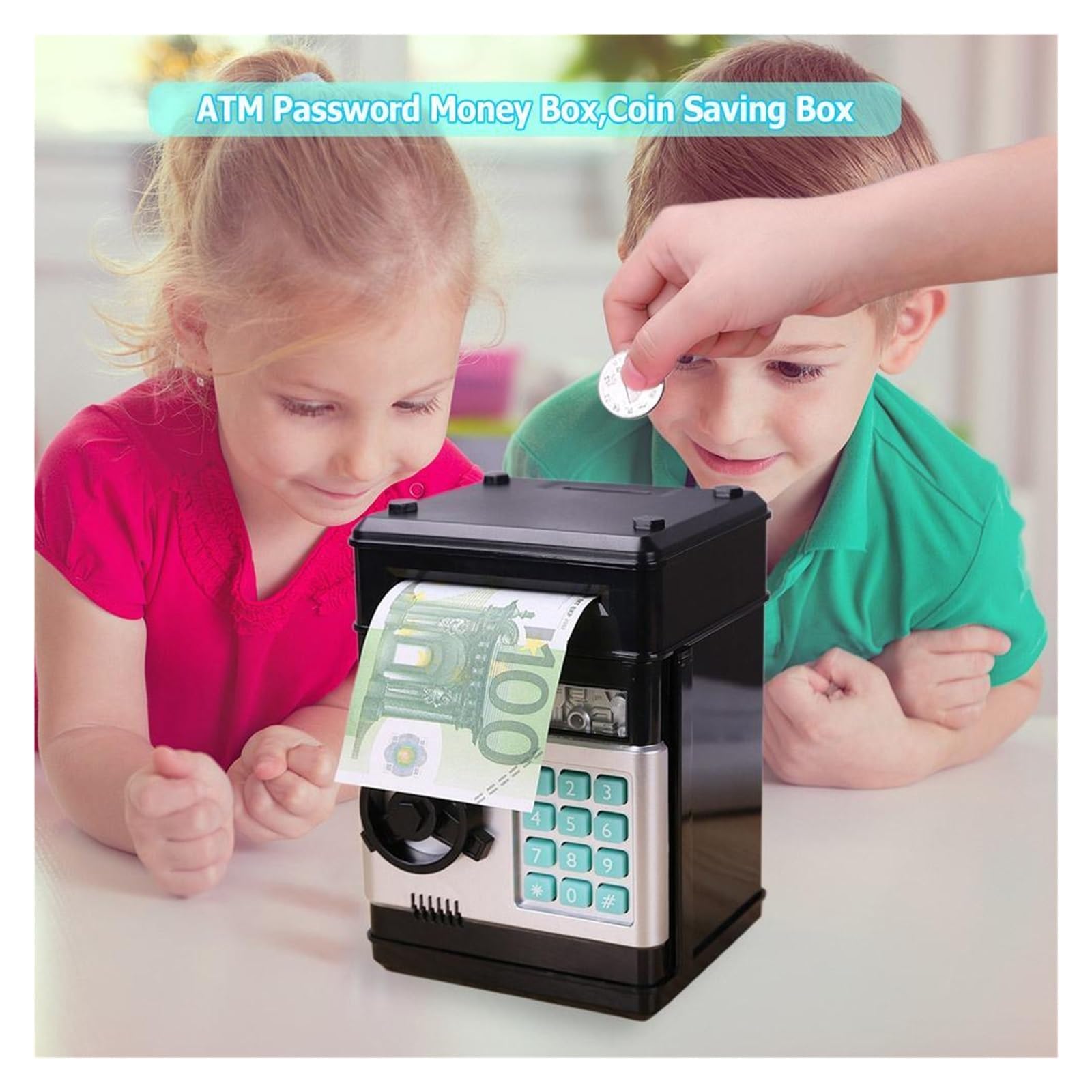 Coffre-Fort de sécurité Tirelire Électronique Coffre-Fort, Tirelires for Enfants ATM Mot De Passe Cash Coin Saving Box Machine Kid Xmas Gifts(Groen)