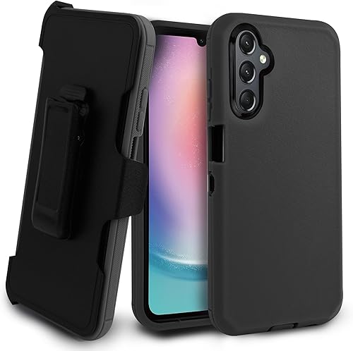 Jackpotwireless - Funda para Samsung Galaxy A24 4G, de cuerpo completo, resistente, giratoria, con clip para cinturón, funda de doble capa, soporte