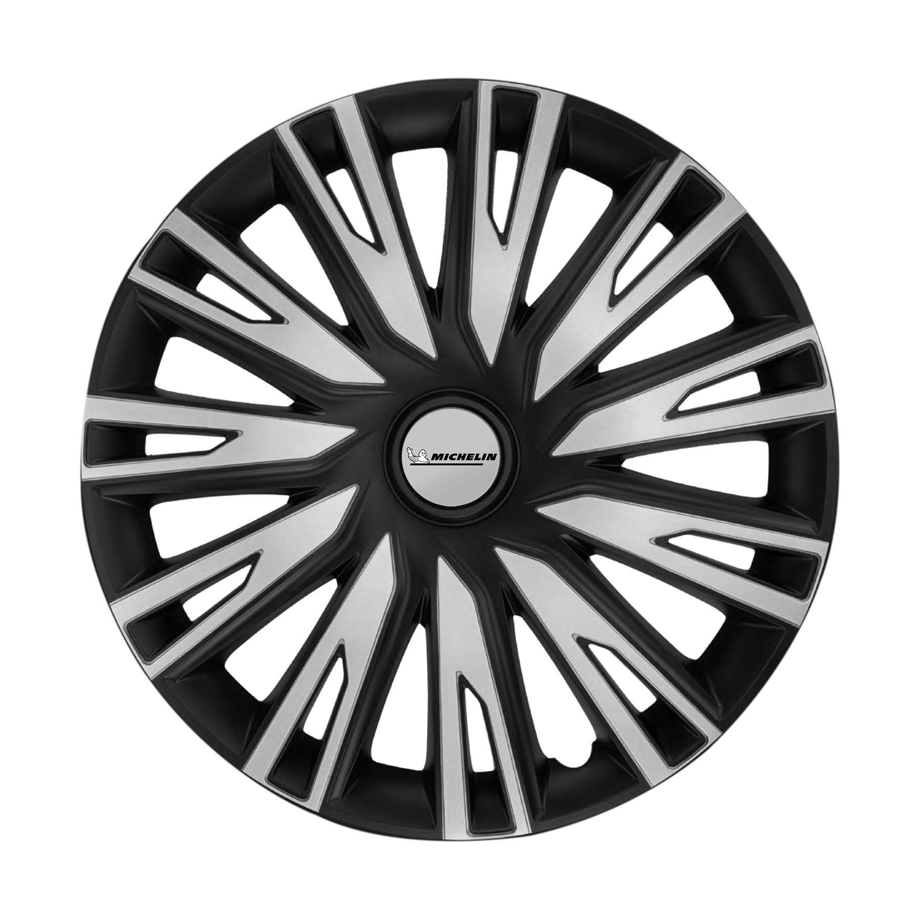 Michelin 4 Copricerchi Auto Argento & Nero 15 pollici - Sistema NVS Night Vision Security - Universali Fissaggio Facile