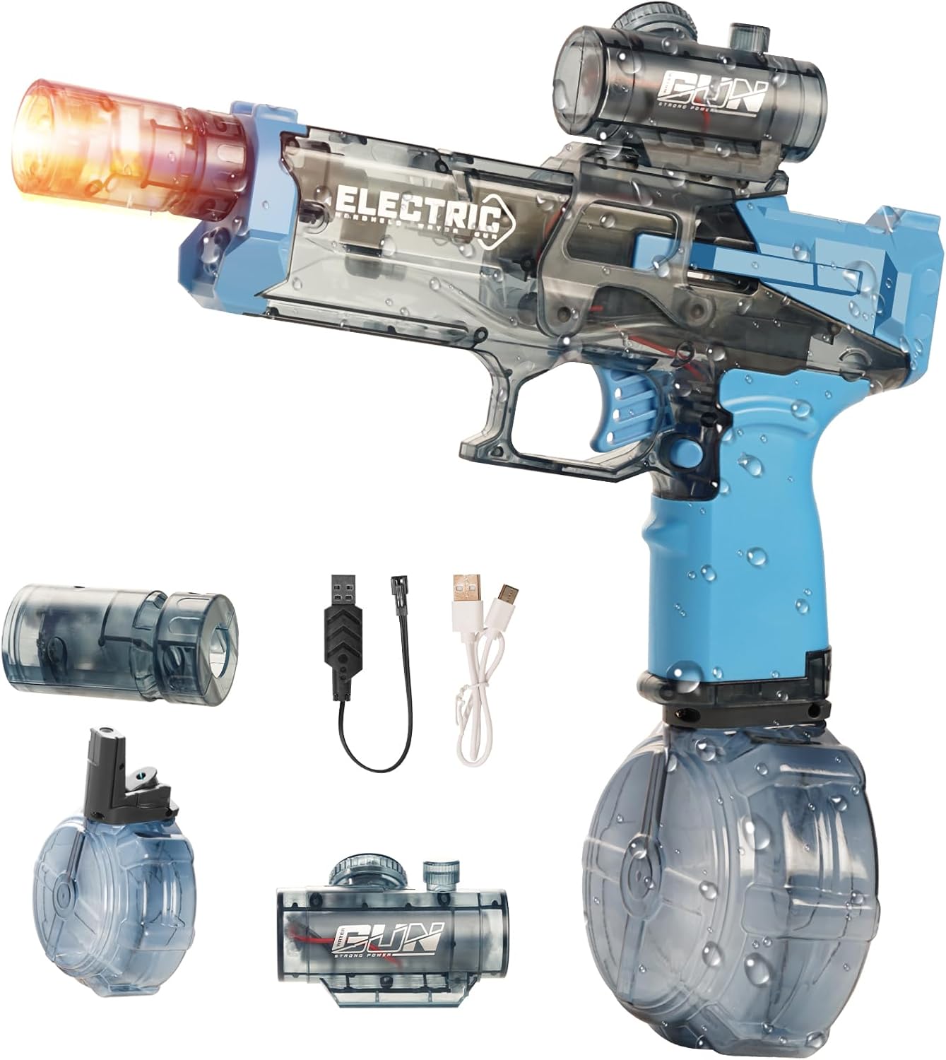 Electric Water Guns For Adults, Powerful Squirt Gun For Kids With Light Up And Large Capacity, Splash-Resistant Design Up To 28-32FT Range For Summer Swimming Pool Party Beach Outdoor Activity (Black)