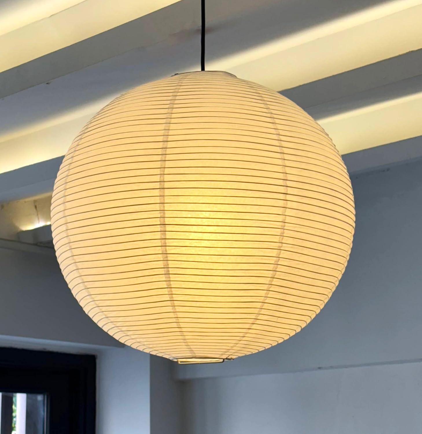 (21.65inch) Large White Round Paper Lamp Shade, Chinese Foldable Pendant Lampshade,Ceiling Rice Paper Lantern Indoor Decor for Bedroom,Living Room