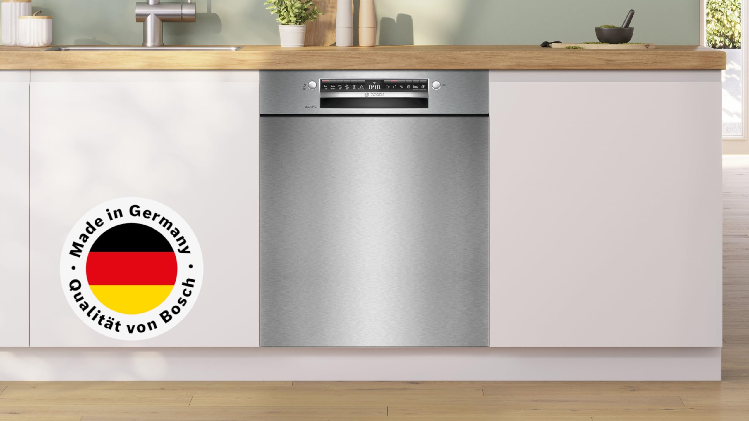 Bosch Serie 4 SMU4ECS28E Unterbau-Geschirrspüler 60 cm Edelstahl leise Extra Trocknen Ferndiagnose