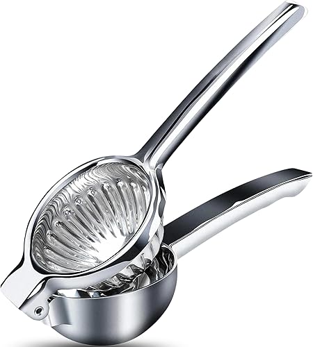 Lemon Squeezer XL  Heavy Duty Stainless Steel Citrus Press Manual Juicer for Lemon, Lime & Orange  Large 3.46 Bowl Handheld Juicer with Non-Slip