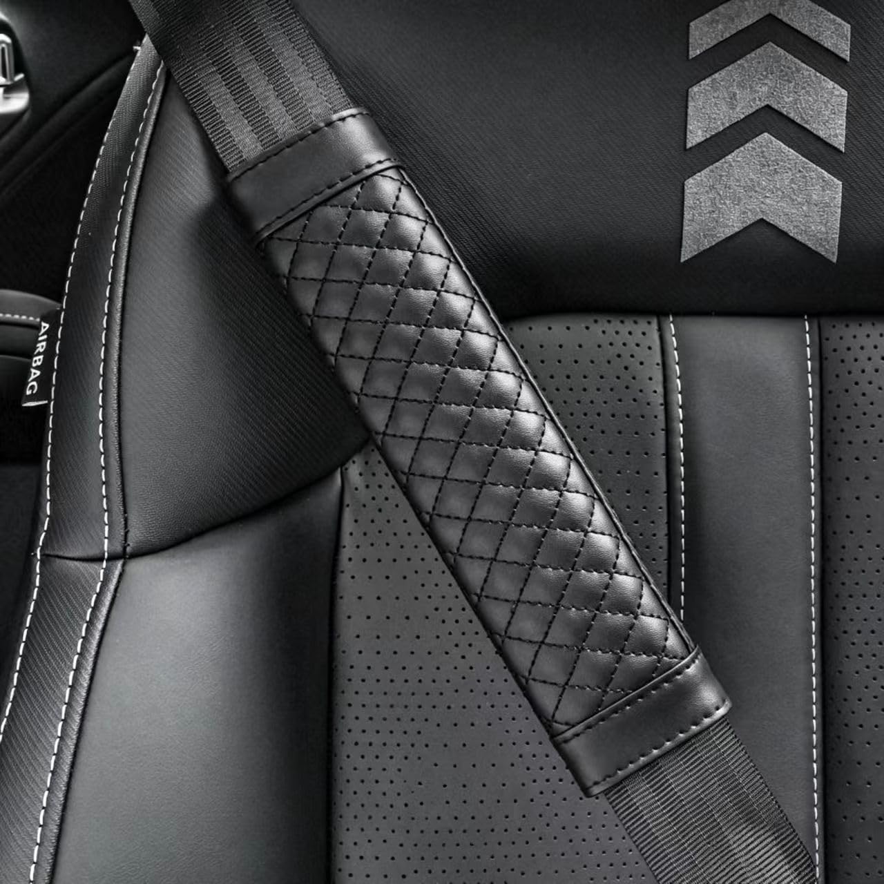 ONEMAJI 2 Pcs Seatbelt Pads for FIAT Tipo Kombi 358 I 2016-2020, Leather Car Seat Belt Covers Shoulder Cushions Harness Strap Protector Pad Parts