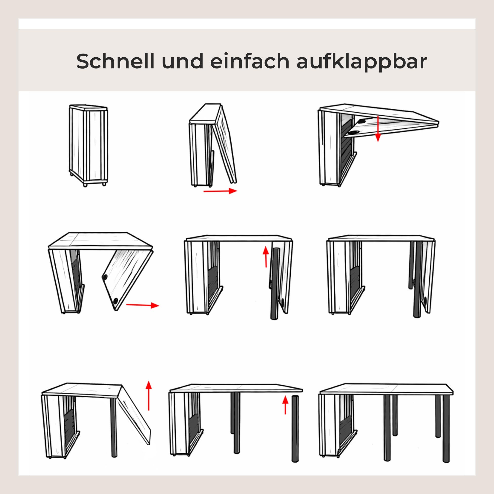 Rodnik Esstisch klappbar, Multifunktionstisch 5-in-1, Klapptisch XXL mit Rollen, ausklappbarer Tisch platzsparend für bis zu 12 Personen (Eiche Kraft Weiß/Schwarz)