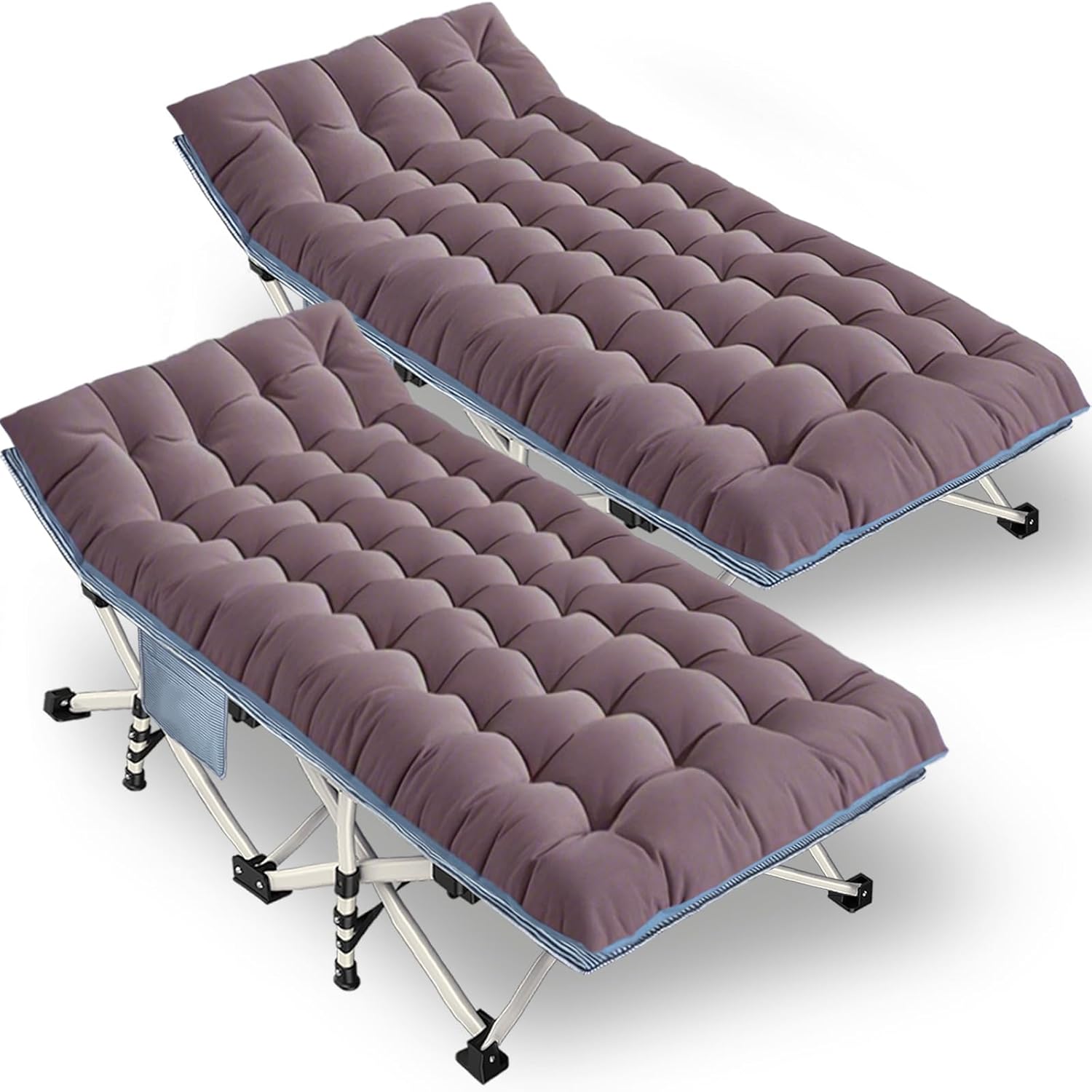 2 Pack Extra Large Cot 79" L x 32" W x 18" H Camping Cot with Comfortable Mattress XXL Sleeping cots for Adults 2 Person Camping Cots Include Carry Bag for Adults Hiking Camping Indoor Outdoor