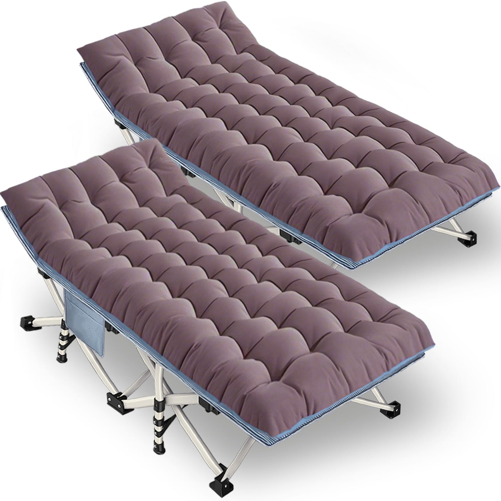 COLMERD 2 Pack Extra Large Cot 79" L x 32" W x 18" H Camping Cot with Comfortable Mattress XXL Sleeping cots for Adults 2 Person Camping Cots Include Carry Bag for Adults Hiking Camping Indoor Outdoor