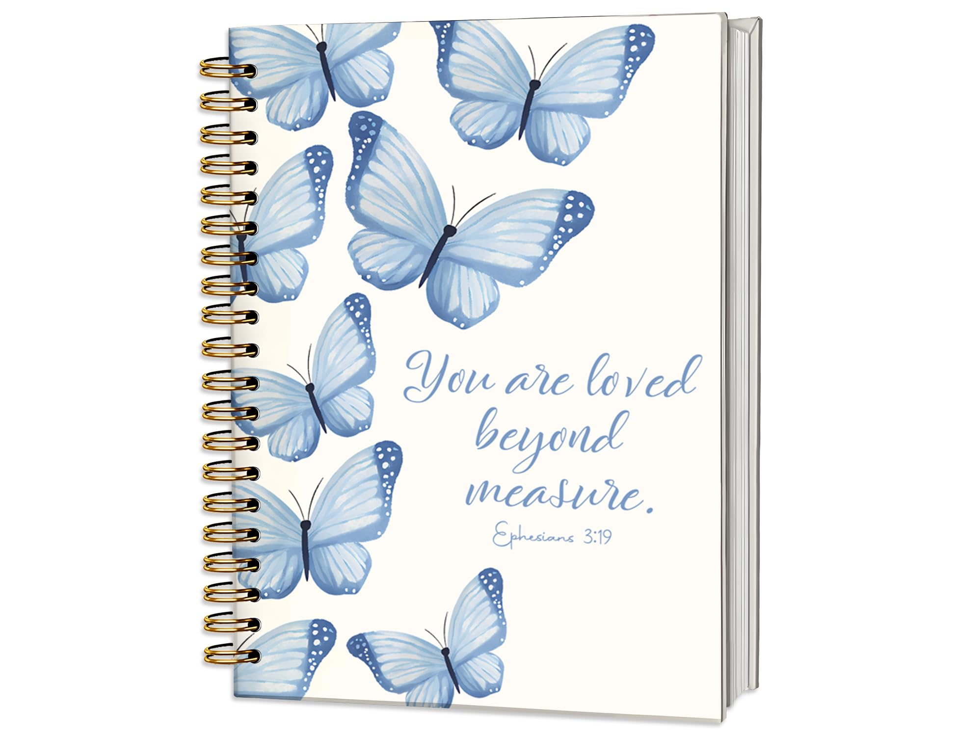ICEWHITEY Bible Journal for Girls,Blue Butterfly Christian Gifts for Women, Bible Study Notebook Prayer Journal for Kids,Cute Blue Butterfly School