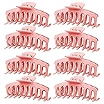 TOCESS Hair Claw Clips for Women - 8PK Large Neutral Matte Jumbo Hair Clips for Thick, Thin, Long, Short, Curly Hair Girls, Big Jaw Clip Set for Daily Use (Deep Pink)
