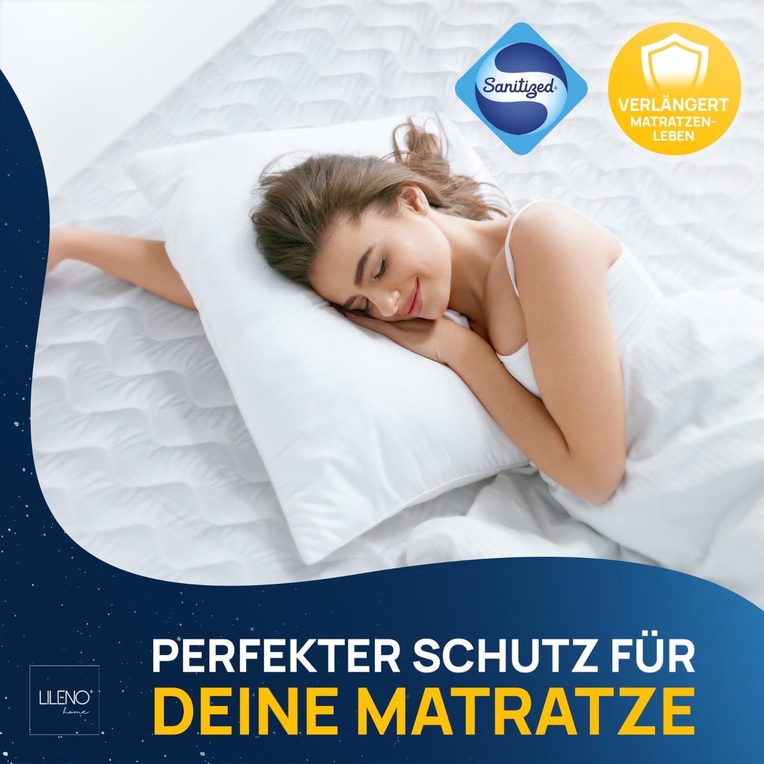 LILENO HOME Matratzenschoner 180x200 cm - Matratzenauflage 180x200 atmungsaktiv u. waschbar- extra weicher Matratzenschoner als Matratzen-Cover u. Schoner für Topper, Boxspringbett u. als Unterbett