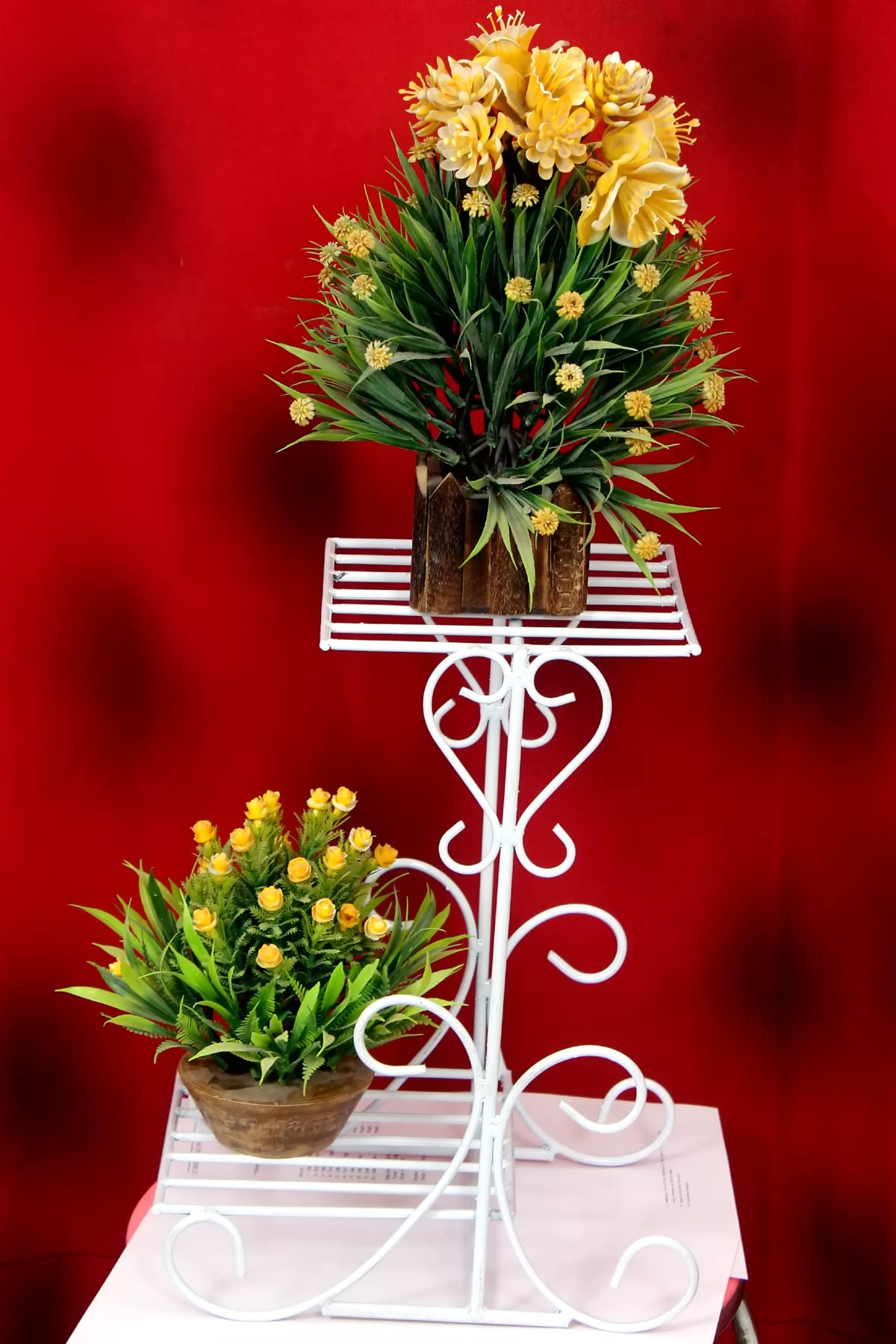 MetalTouch Plant Stands Outdoor Metal 2 Tier Small Durable Flower Pot Stand Rustproof Iron Plant Stand Perfect for Home & Garden (White) (B0B5PKBXGP) Amazon Price History, Amazon Price Tracker