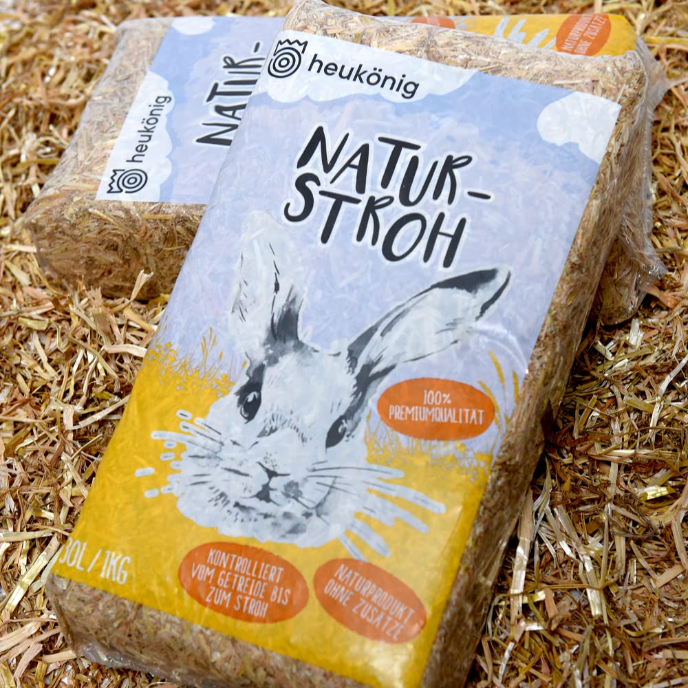 Heukönig 18x1kg Heu und 6x1kg Stroh Kombi-Paket, Perfekt als Einstreu und Futter - Natürlich & Staubfrei