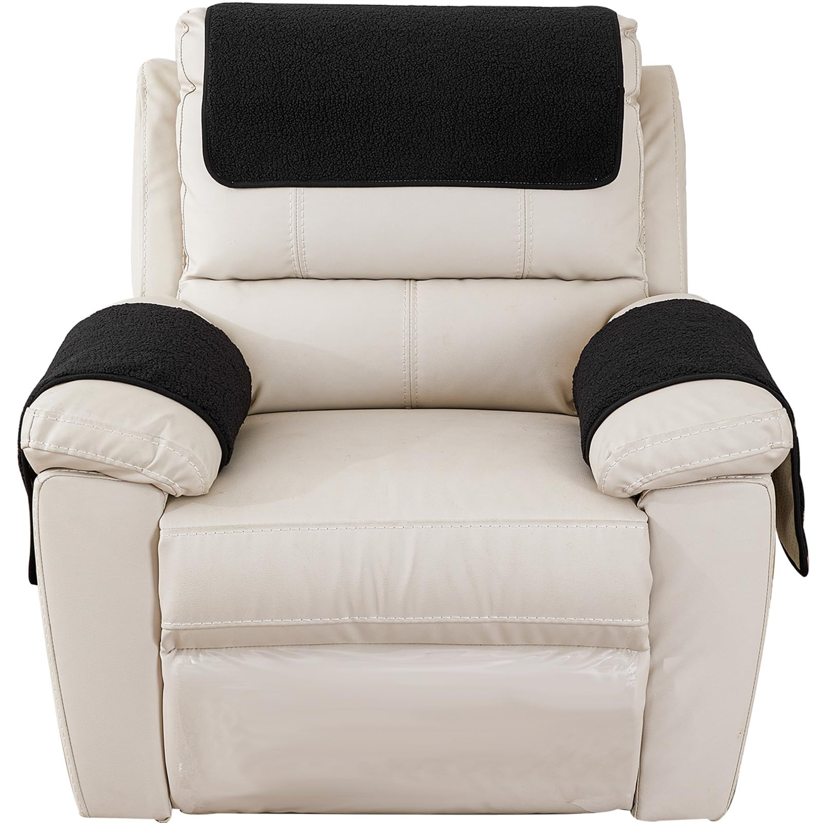 NNSMUN Armrest Cover, Sofa Arm Protector Covers, Armrest Chair Covers, Sherpa Fleece Armchair Cover, Stretch Armchair Couch Arm Rest Cover for Recliner, Chair, Sofa (Black,3pcs (with pocket))