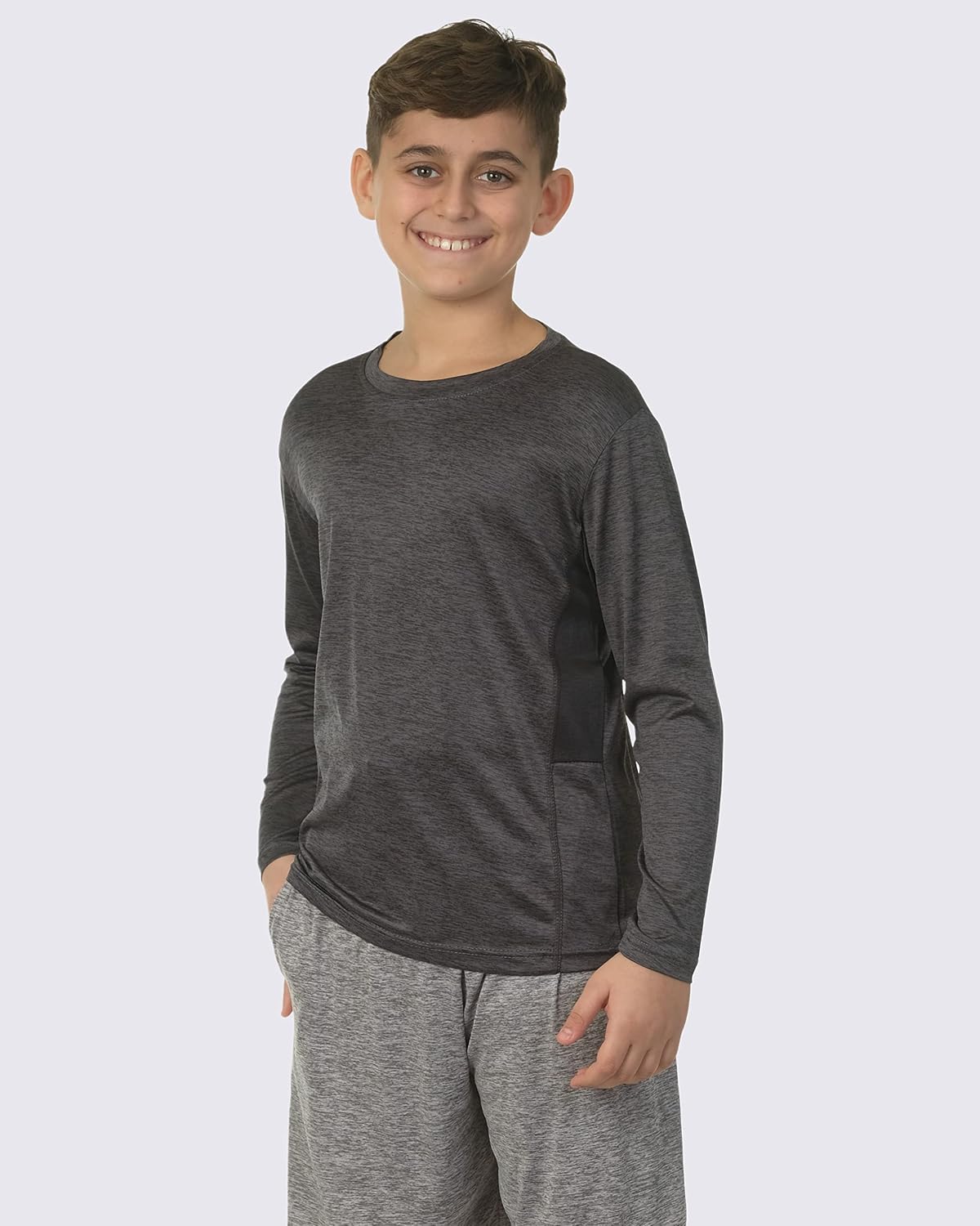 4 Pack: Youth Dry-Fit Moisture Wicking Active Athletic Performance Long-Sleeve T-Shirt Boys & Girls