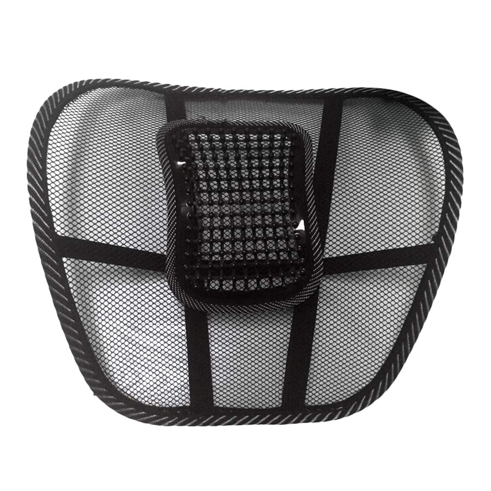 POENVFPO Almohada de Apoyo Lumbar, Almohada de Masaje de Espalda de Tela de Malla de 40 X 40 Cm, Diseño de Flujo de Aire, Alineación de la Columna Vertebral, Nodos de Masaje Elevados, Correa (Black)