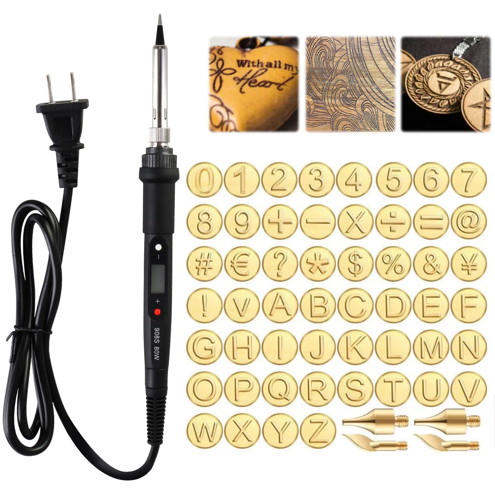 Holz-/Lederbrennset, 26 Buchstaben, Kupferform, DIY Holzbrenn-/Schnitzset, Buchstabenlötkolben, DIY-Werkzeuge, Buchstaben-Lötkolben, Schablonen, Holzbrennset, goldfarben