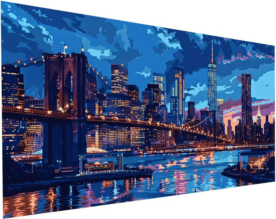 Peinture Diamant Ville 50x100 cm - Kit Complet pour Chasser le Stress via l'Art Thérapie