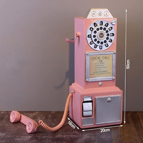 Miniatura 4 de Pink Classic Look Vintage Rotate Phone Stand Antique Vintage Rotary Dial Oficina Teléfono Ornamento Colgante de Pared Artesanías Adornos