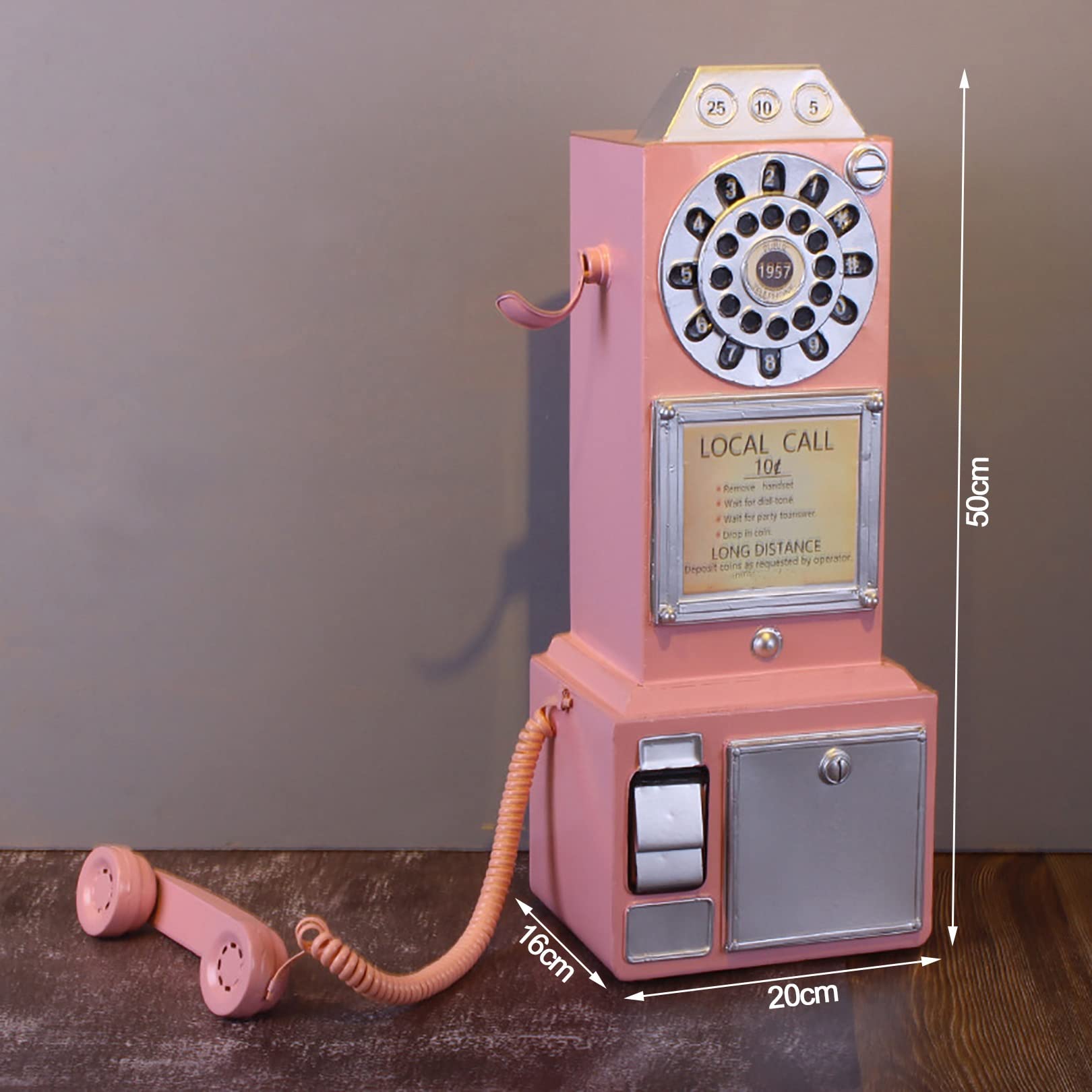 DIOB Cabina telefonica Rotante Vintage dall'aspetto Classico Rosa