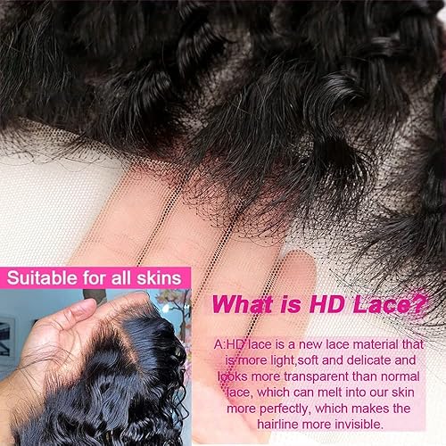 Miniatura 3 de Glebinly Pelucas de cabello humano con encaje frontal transparente HD de 30 pulgadas, peluca de onda profunda de 13 x 4, pelucas de cabello humano